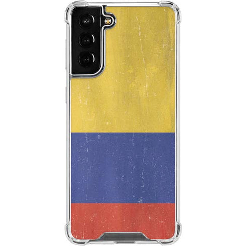 Colombia Flag Distressed Galaxy S21 FE Clear Case