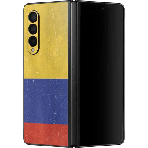 Colombia Flag Distressed Galaxy Z Fold3 5G Skin