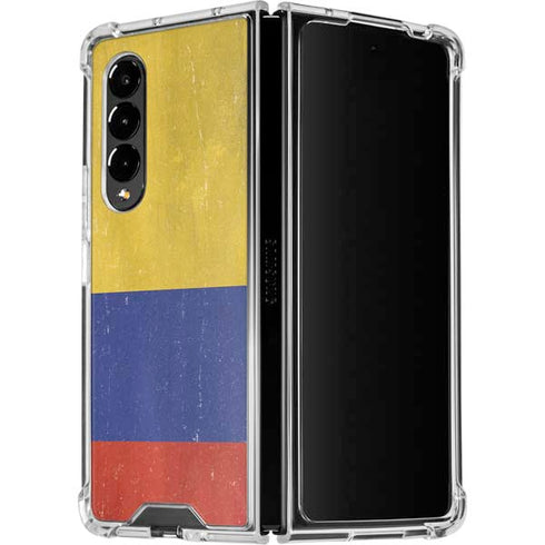 Colombia Flag Distressed Galaxy Z Fold4 5G Clear Case