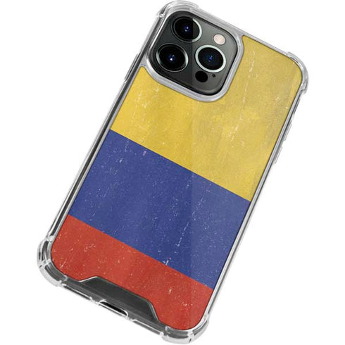 Colombia Flag Distressed iPhone 15 Pro Clear Case
