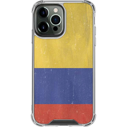 Colombia Flag Distressed iPhone 14 Pro Max Clear Case