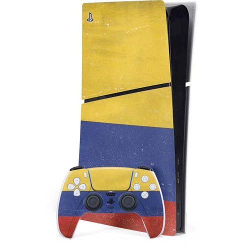 Colombia Flag Distressed PS5 Slim Digital Edition Console Skin