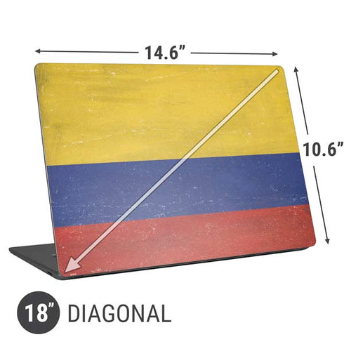 Colombia Flag Distressed Universal Laptop 18in (14.6 x 10.6in) Skin