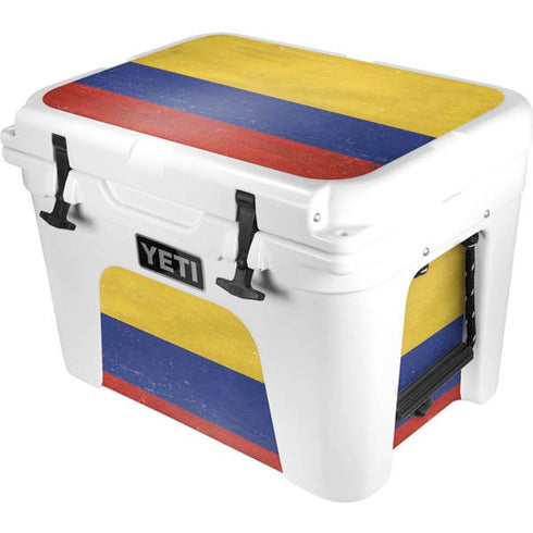 Colombia Flag Distressed YETI Tundra 35 Hard Cooler Skin