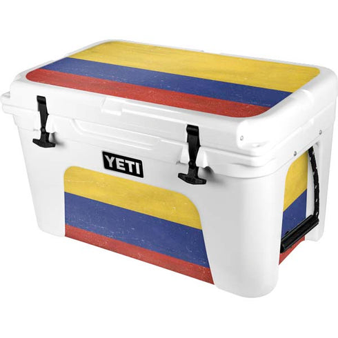 Colombia Flag Distressed YETI Tundra 45 Hard Cooler Skin