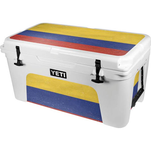 Colombia Flag Distressed YETI Tundra 65 Hard Cooler Skin
