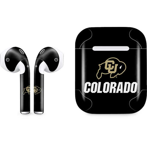 University of Colorado CU Logo on Black Apple AirPods Skin