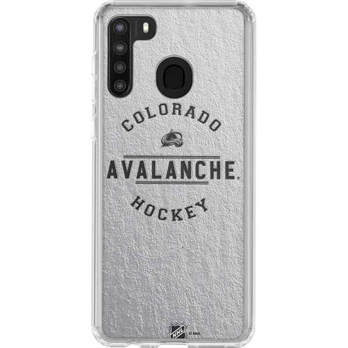 NHL Colorado Avalanche Black Text Galaxy A21 Clear Case