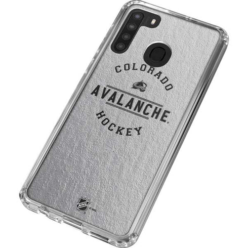 NHL Colorado Avalanche Black Text Galaxy A21 Clear Case