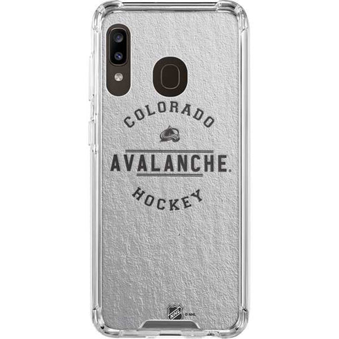 NHL Colorado Avalanche Black Text Galaxy A30 Clear Case