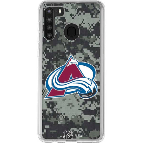 NHL Colorado Avalanche Camo Galaxy A21 Clear Case