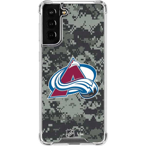 NHL Colorado Avalanche Camo Galaxy S21 FE Clear Case