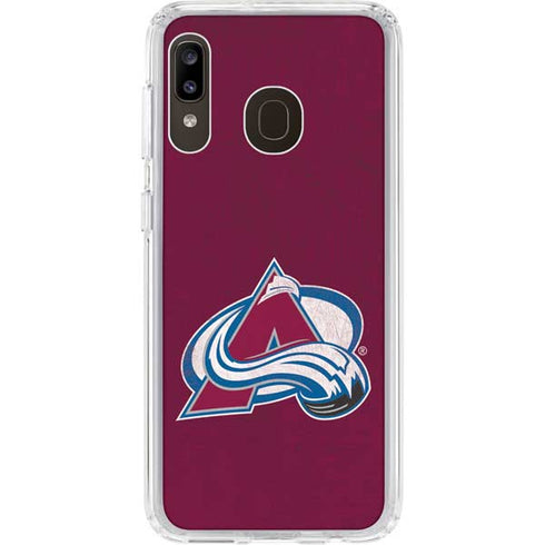 NHL Colorado Avalanche Distressed Galaxy A20 Clear Case