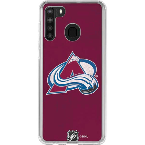 NHL Colorado Avalanche Distressed Galaxy A21 Clear Case