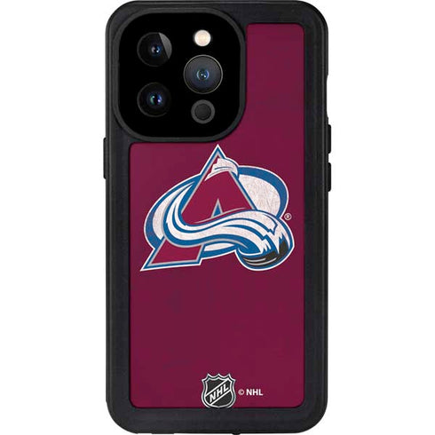 NHL Colorado Avalanche Distressed iPhone 14 Pro Waterproof Case