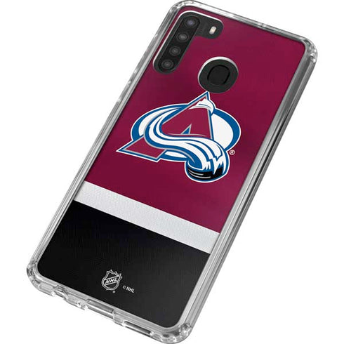 NHL Colorado Avalanche Jersey Galaxy A21 Clear Case