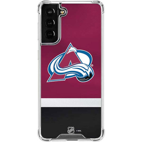 NHL Colorado Avalanche Jersey Galaxy S21 FE Clear Case