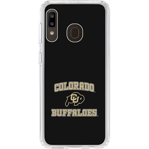 University of Colorado CU Logo on Gold Galaxy A20 Clear Case