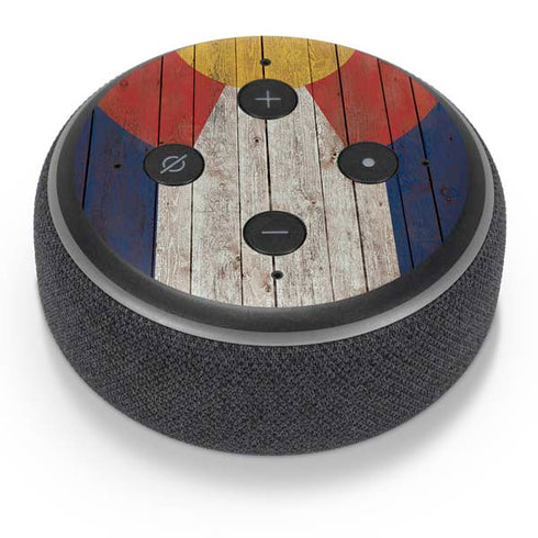 Colorado Flag Dark Wood Amazon Echo Dot Skin