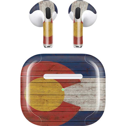 Colorado Flag Dark Wood Apple AirPods (3rd Gen 2021) Skin