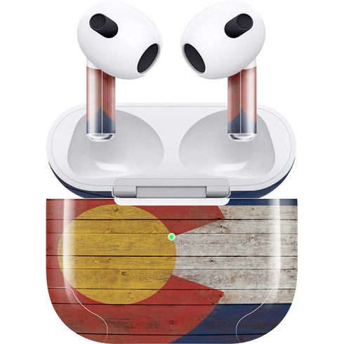 Colorado Flag Dark Wood Apple AirPods (3rd Gen 2021) Skin