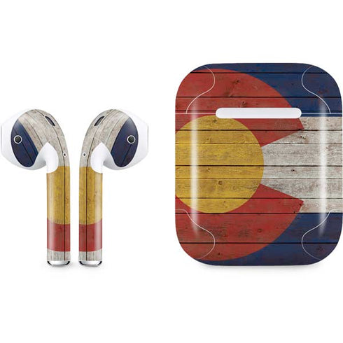 Colorado Flag Dark Wood Apple AirPods Skin