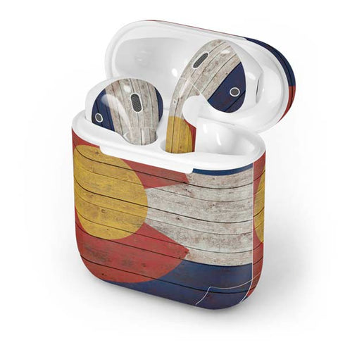Colorado Flag Dark Wood Apple AirPods Skin