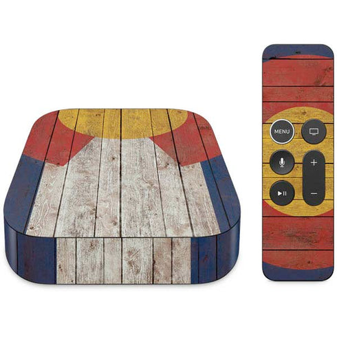 Colorado Flag Dark Wood Apple TV Skin