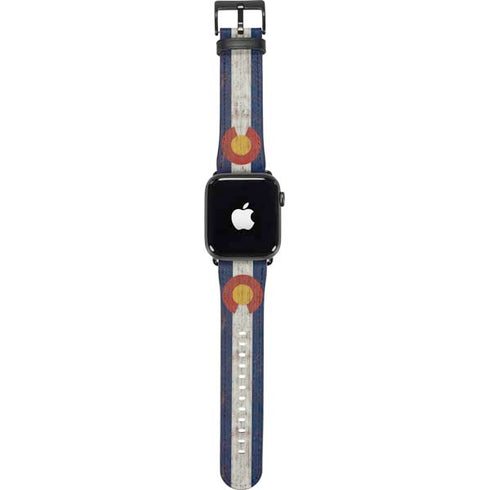 Colorado Flag Dark Wood Apple Watch Band 42-44mm