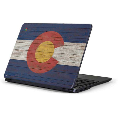 Colorado Flag Dark Wood Samsung Chromebook Skin