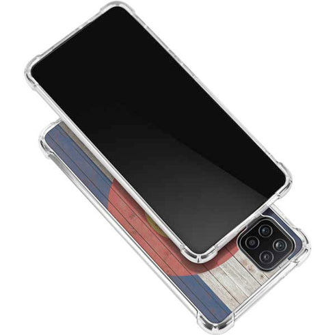 Colorado Flag Dark Wood Galaxy A12 Clear Case