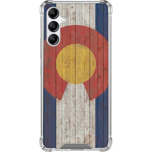Colorado Flag Dark Wood Galaxy A15 5G Clear Case