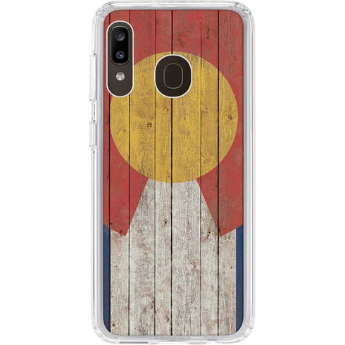 Colorado Flag Dark Wood Galaxy A20 Clear Case