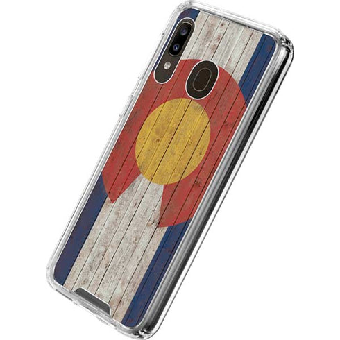 Colorado Flag Dark Wood Galaxy A30 Clear Case
