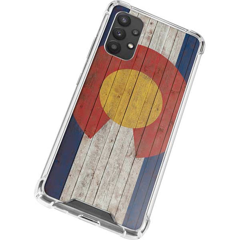 Colorado Flag Dark Wood Galaxy A32 5G Clear Case