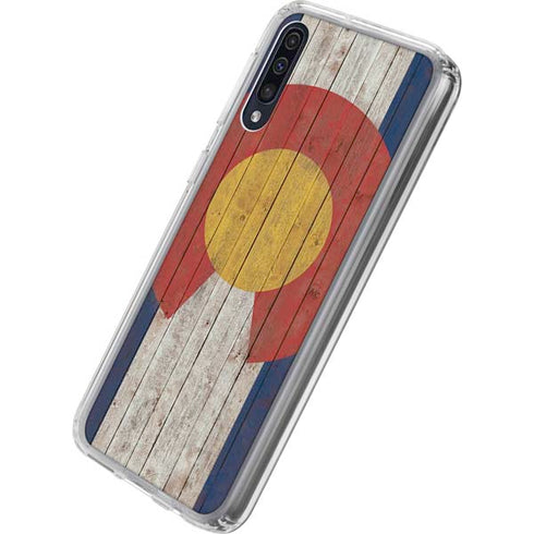 Colorado Flag Dark Wood Galaxy A50 Clear Case