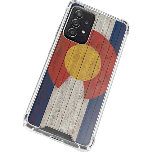 Colorado Flag Dark Wood Galaxy A52 5G Clear Case