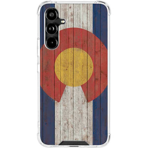 Colorado Flag Dark Wood Galaxy A54 5G Clear Case