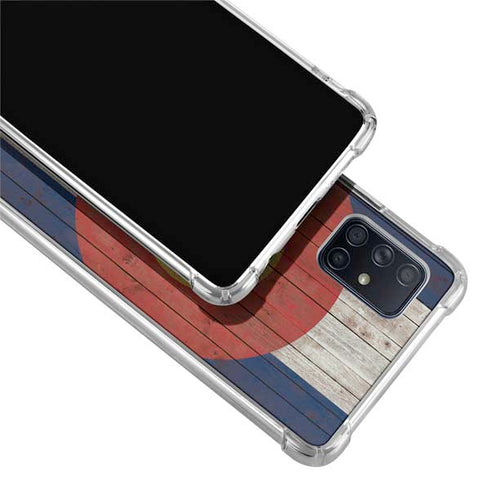 Colorado Flag Dark Wood Galaxy A71 5G Clear Case
