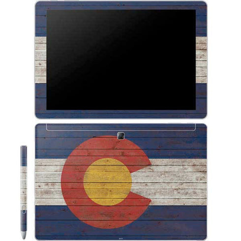 Colorado Flag Dark Wood Galaxy Book 12in Skin