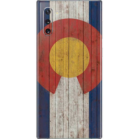 Colorado Flag Dark Wood Galaxy Note 10 Skin
