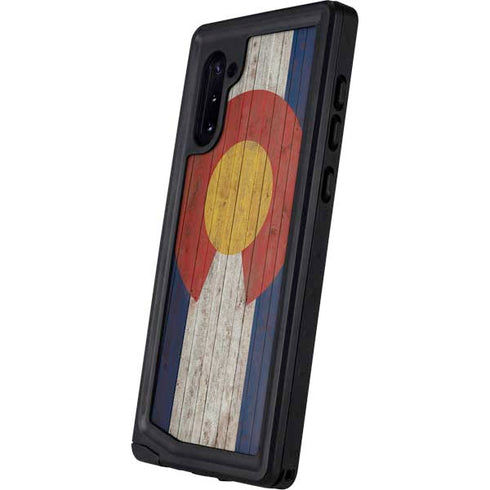 Colorado Flag Dark Wood Galaxy Note 10 Waterproof Case