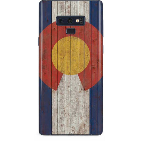 Colorado Flag Dark Wood Galaxy Note 9 Skin