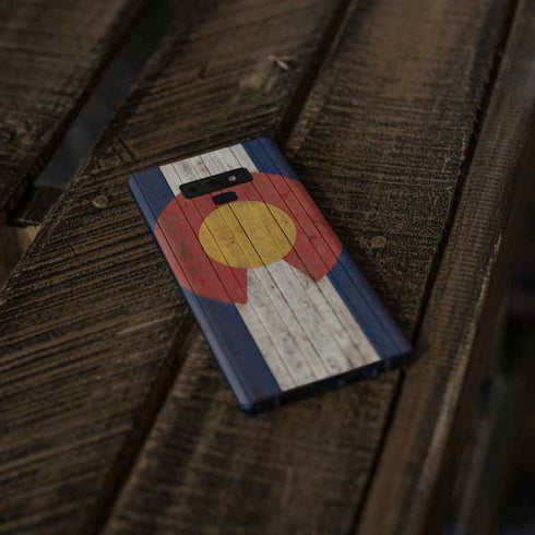 Colorado Flag Dark Wood Galaxy Note 9 Skin