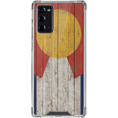 Colorado Flag Dark Wood Galaxy Note20 5G Clear Case
