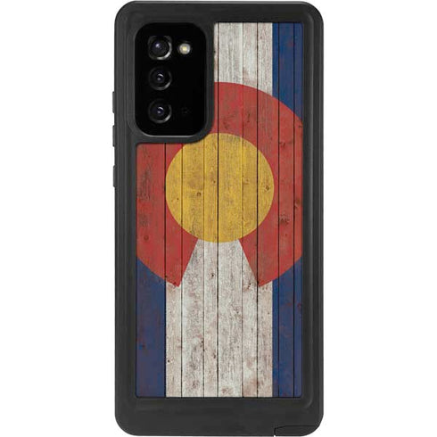Colorado Flag Dark Wood Galaxy Note20 5G Waterproof Case