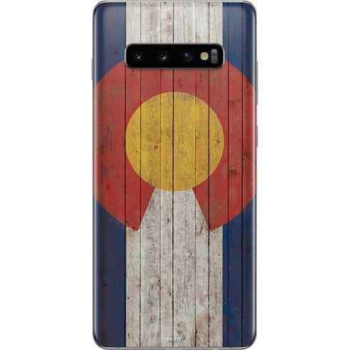Colorado Flag Dark Wood Galaxy S10 Plus Skin