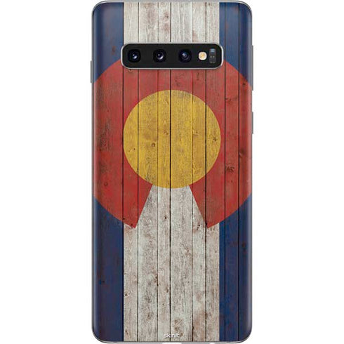 Colorado Flag Dark Wood Galaxy S10 Skin