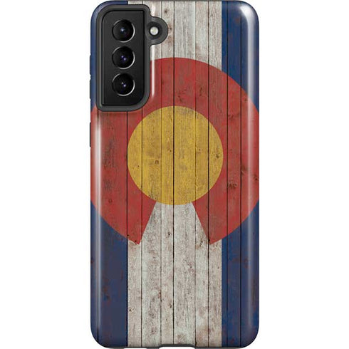 Colorado Flag Dark Wood Galaxy S21 FE Pro Case