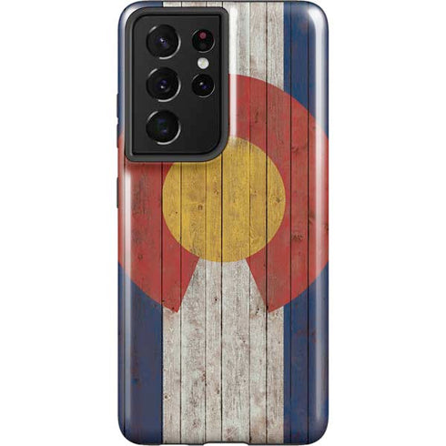 Colorado Flag Dark Wood Galaxy S21 Ultra 5G Pro Case